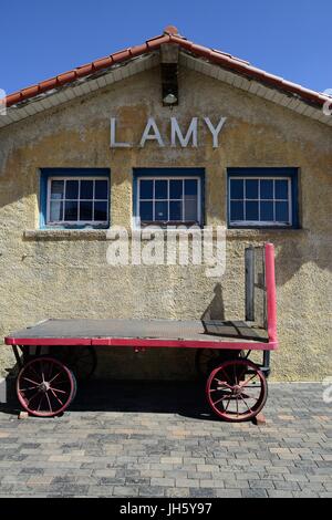 Lamy, New Mexico train station.  Many Manhattan Project scientists used this station. Stock Photo