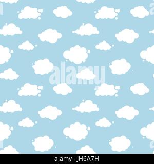 Vector blue sky background, seamless pattern with clouds Stock Vector
