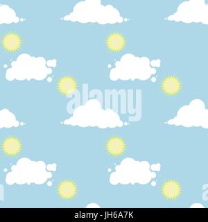 Vector blue sky background, seamless pattern with a sunny day sky Stock Vector