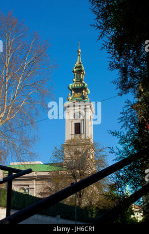 The capital of Serbia , Belgrade's main cathedral, Church of St. Michael the Archangel, built in the 1830s, is situated in the old part of city center Stock Photo