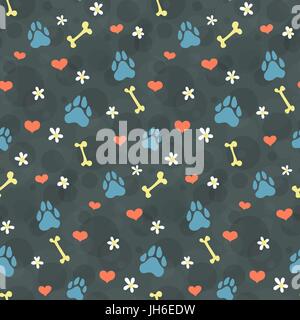 pet theme background vector pattern with dogs paw prints Stock Vector