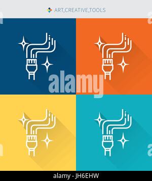 Thin thin line icons set of art & creative tool, modern simple style Stock Vector