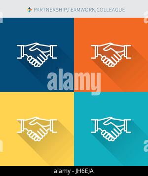 Thin thin line icons set of partnership & team work and colleague , modern simple style Stock Vector