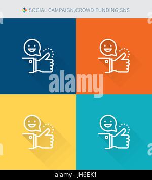 Thin thin line icons set of social campaign&crowd funding and sns , modern simple style Stock Vector