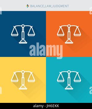 Thin thin line icons set of balance & law and judgment, modern simple style Stock Vector