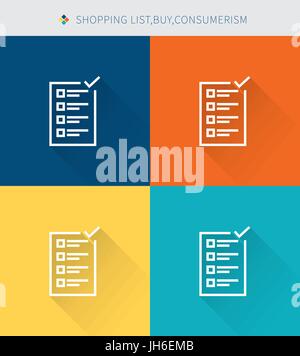 Thin thin line icons set of shopping list & buy and consumerism, modern simple style Stock Vector