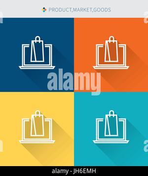 Thin thin line icons set of product & market and goods, modern simple style Stock Vector