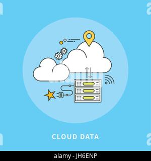 circle line flat design of cloud data, modern vector illustration Stock Vector