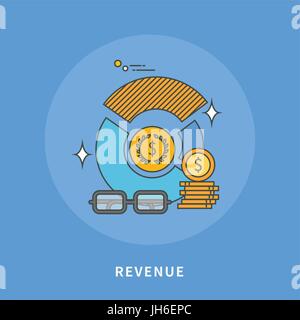 circle color line flat design of revenue, modern vector illustration Stock Vector