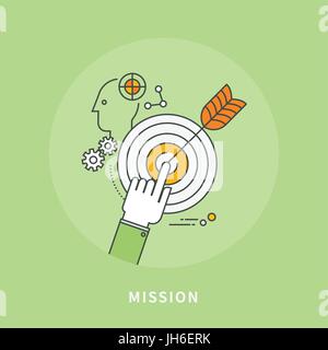 circle color line flat design of mission, modern vector illustration Stock Vector