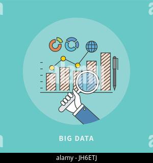circle color line flat design of big data, modern vector illustration Stock Vector