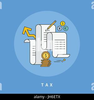 circle color line flat design of tax, modern vector illustration Stock Vector