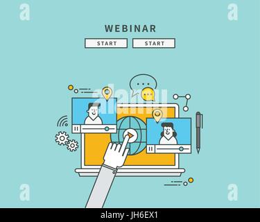 simple color line flat design of webinar, modern vector illustration Stock Vector