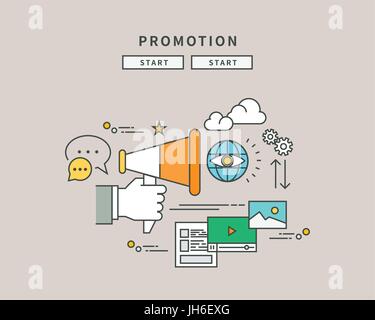 simple color line flat design of promotion, modern vector illustration Stock Vector