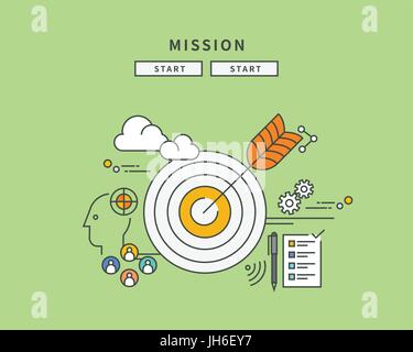 simple color line flat design of mission, modern vector illustration Stock Vector