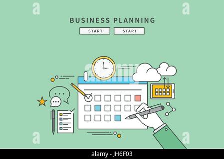 simple color line flat design of business planning, modern vector illustration Stock Vector