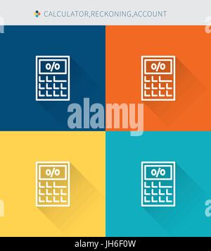 Thin thin line icons set of claculator & reckoning and account, modern simple style Stock Vector