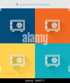 Thin thin line icons set of save money&safe and savings, modern simple style Stock Vector