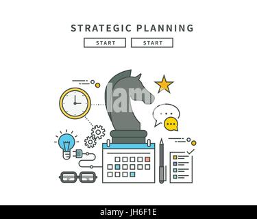 simple line flat design of strategic planning, modern vector illustration Stock Vector
