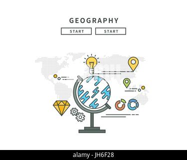 simple line flat design of geography, modern vector illustration Stock Vector