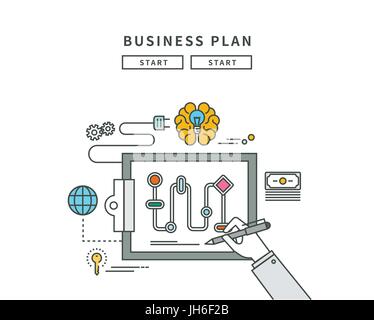 simple line flat design of business plan, modern vector illustration Stock Vector