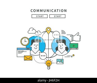 simple line flat design of communication, modern vector illustration Stock Vector