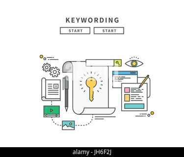 simple line flat design of keywording, modern vector illustration Stock Vector