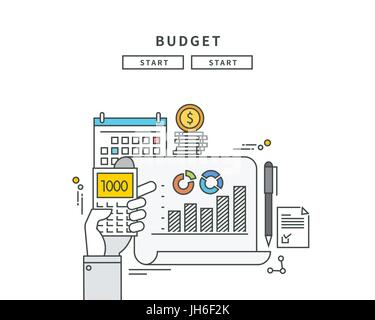 simple line flat design of big data, modern vector illustration Stock Vector