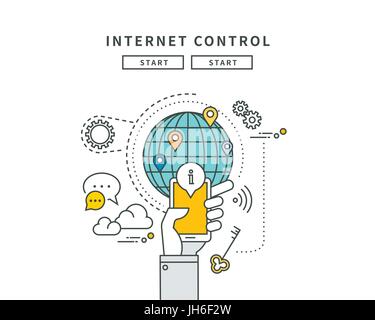 simple line flat design of internet control, modern vector illustration Stock Vector