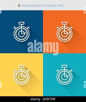 Thin thin line icons set of time & planning and management , modern simple style Stock Vector