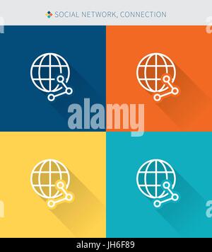 Thin thin line icons set of social network & connection , modern simple style Stock Vector