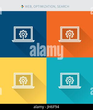 Thin thin line icons set of web & optimization and search , modern simple style Stock Vector