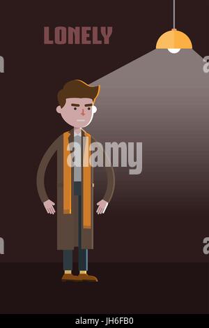 modern design flat character lonely vector illustration Stock Vector
