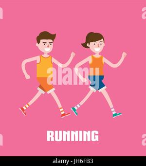 modern design flat character running vector illustration Stock Vector