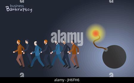 Minimal flat character of business bankruptcy concept illustrations Stock Vector