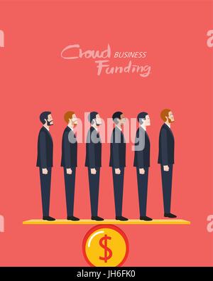 Minimal flat character of business crowd funding concept illustrations Stock Vector