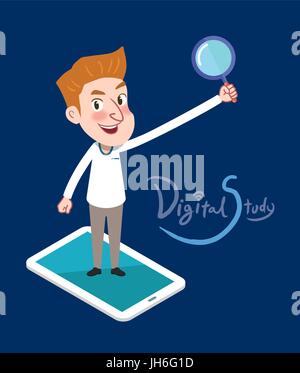 Drawing flat character design business e-learning concept ,vector illustration Stock Vector