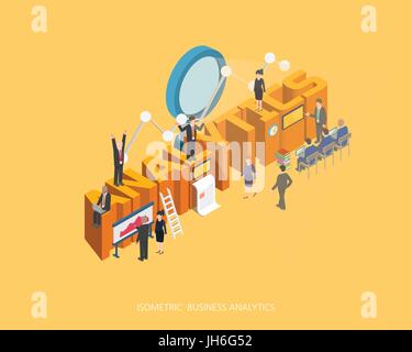 Flat 3d isometric vector illustration stock market concept design, Abstract urban modern style, high quality business series. Stock Vector