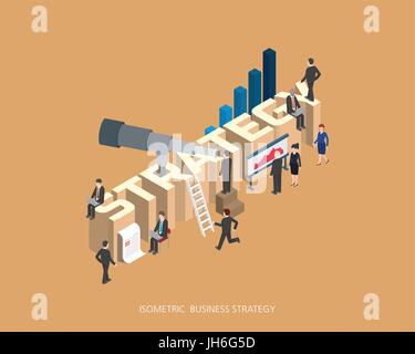 Flat 3d isometric vector illustration stock market concept design, Abstract urban modern style, high quality business series. Stock Vector