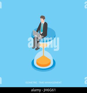 Flat 3d isometric vector illustration time management concept design, Abstract urban modern style, high quality business series. Stock Vector