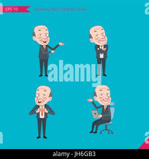 Set of drawing flat character style, business concept ceo activities - introducing, confidence, office worker, communications Stock Vector