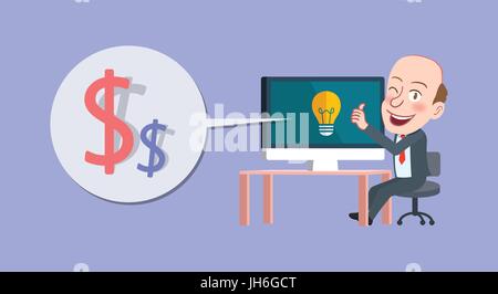 Drawing flat character design make money concept Stock Vector