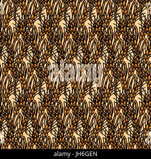 Wheat rye field seamless pattern. Stock Vector