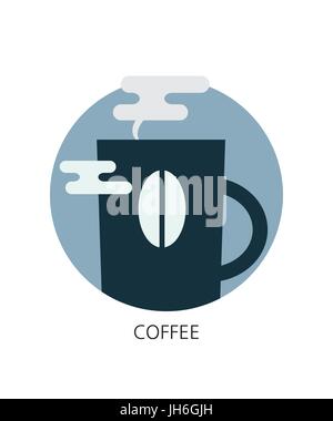 Vector coffee and cup flat icon Stock Vector
