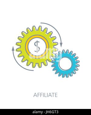 Affiliate flat line icon concept Stock Vector