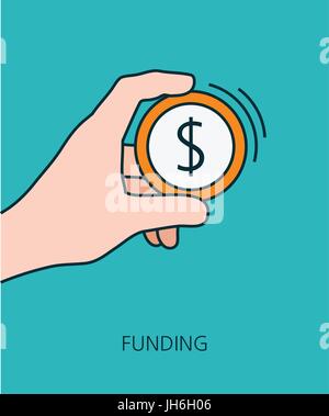 Funding flat line icon concept Stock Vector
