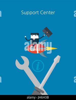 Flat Business character Series. support center concept Stock Vector