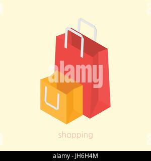Shopping bag concept design 3d isometric vector illustration Stock Vector