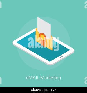 email marketing concept design 3d isometric vector illustration Stock Vector