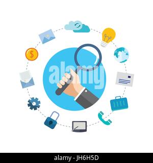 Multitasking hand concept flat vector illustration Stock Vector
